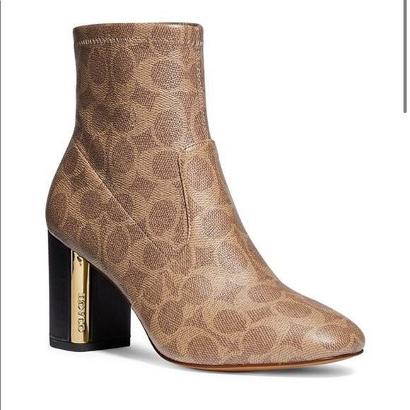 NEW Coach Signature Margot Heeled Bootie Ankle Boots Size sz 9 - Picture 1 of 7